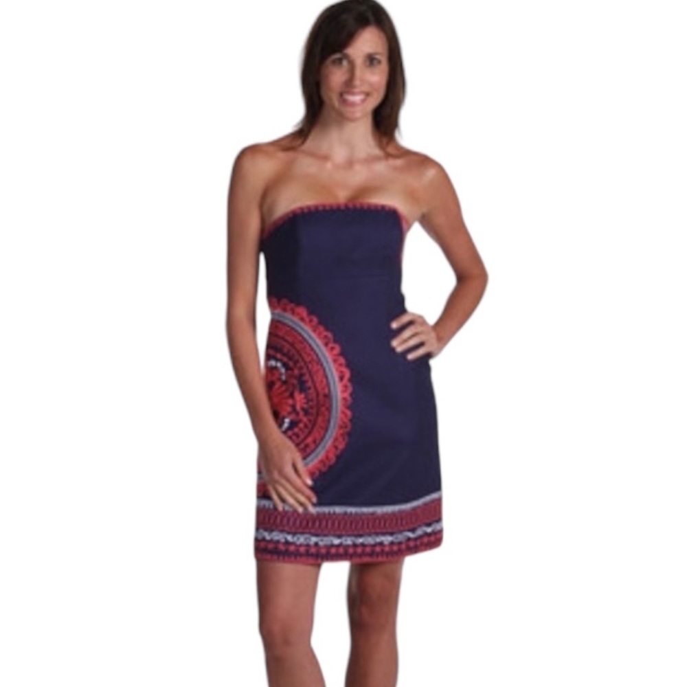 EUC Lilly Pulitzer “Bowen” Strapless Embroidered Mini Dress